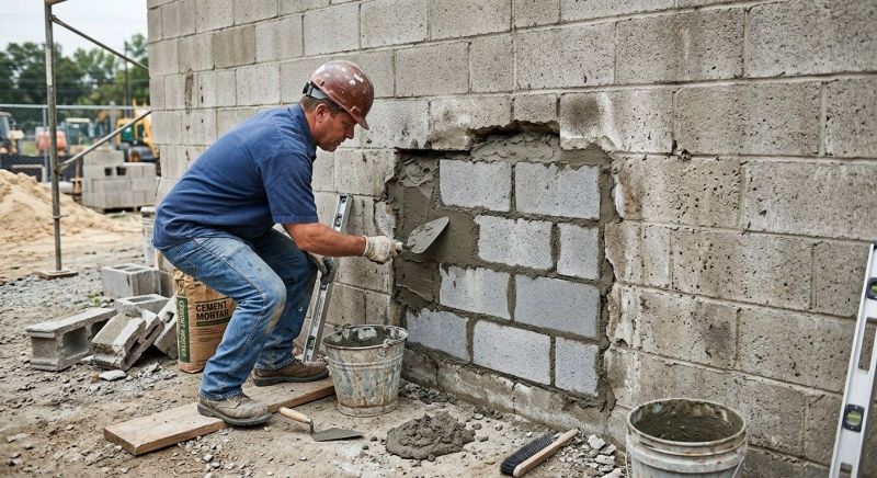 Cinder Block Wall Repair in Aurora, CO